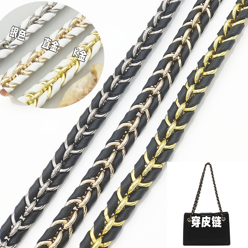 高档金属无扣双穿皮斜挎包带