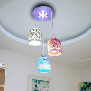 餐厅吊灯三头饭厅吧台餐吊灯具铁艺彩光简约现代田园风格 餐桌吊灯