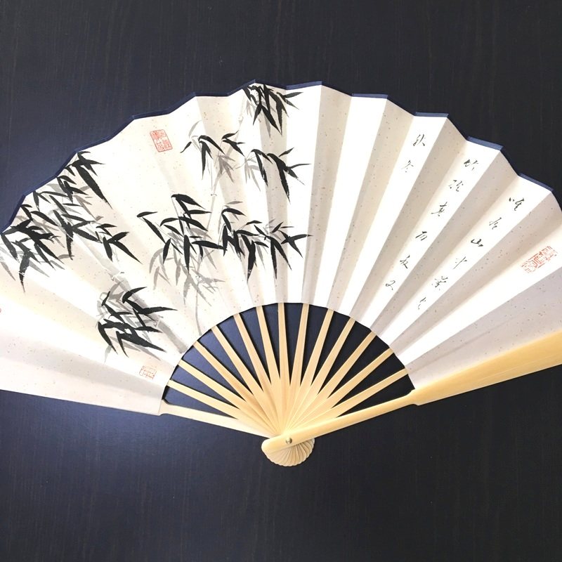 怀袖堂 折扇 风雨竹 双面 手工 书法绘画 手绘 礼品扇 个性定制