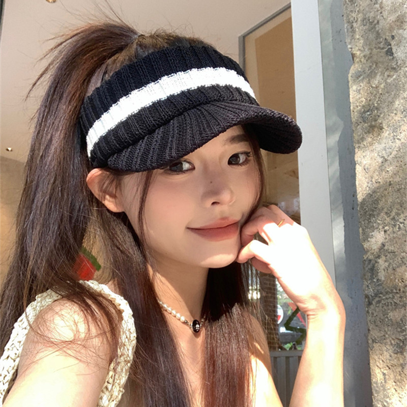 户外运动跑步针织空顶帽女夏季