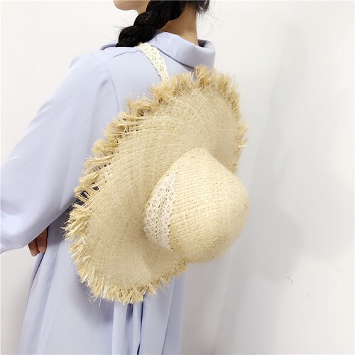 网红帽子女潮韩版时尚夏季拉菲草