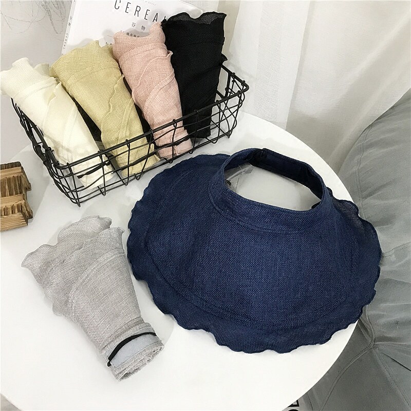 帽子女韩版时尚可折叠防晒空顶帽夏天遮阳沙滩出游大檐帽防风绳帽