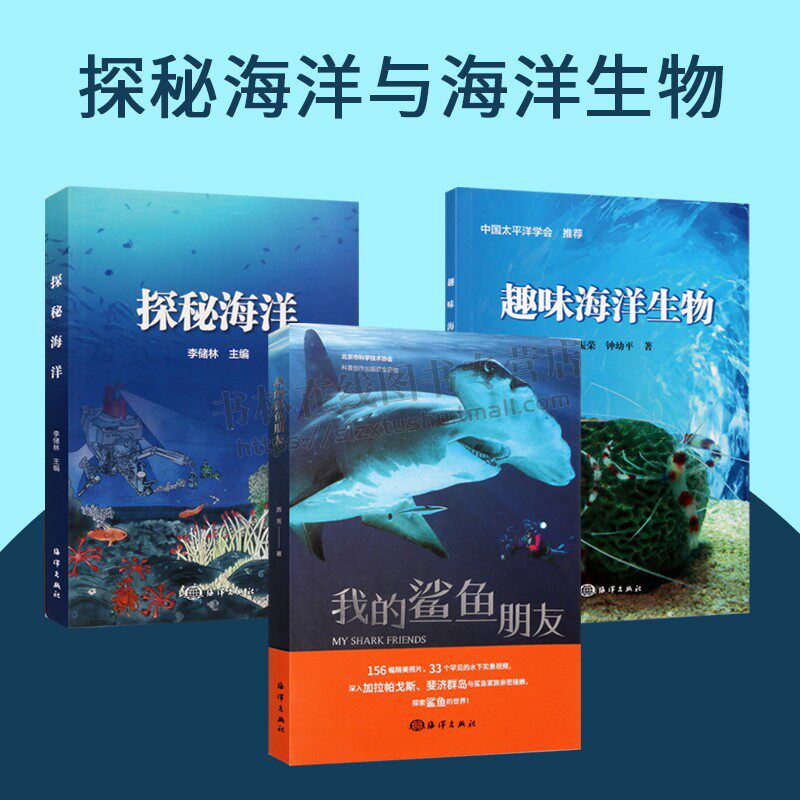 海洋科普知识丛书(共三册)儿童海洋百科全书 科普动物百科全书幼儿绘本阅读 中小学生课外读本海洋生命知识百科儿童文学正版书籍