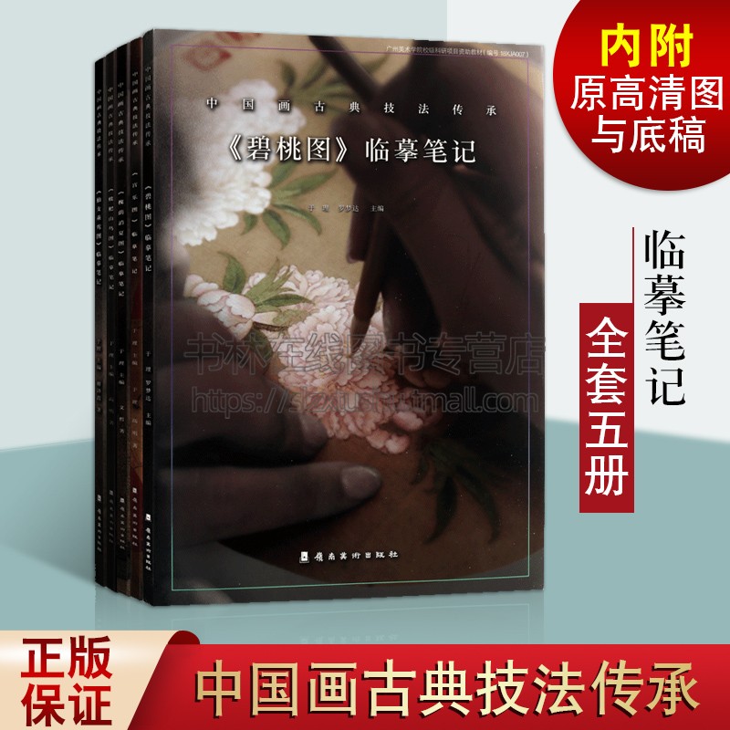 中国画古典技法传承系列 全套五册 宫乐图碧桃图枇杷山鸟图仙女乘鸾图槐荫消夏图花鸟人物国画临摹鉴赏绘画书籍