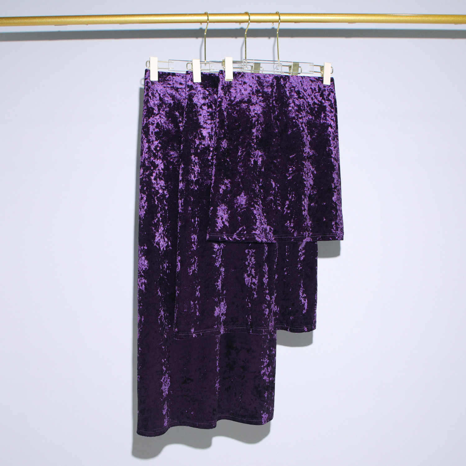 深紫色 高端春夏新款钻石绒国风高级感高腰中长款A字直筒半身裙女