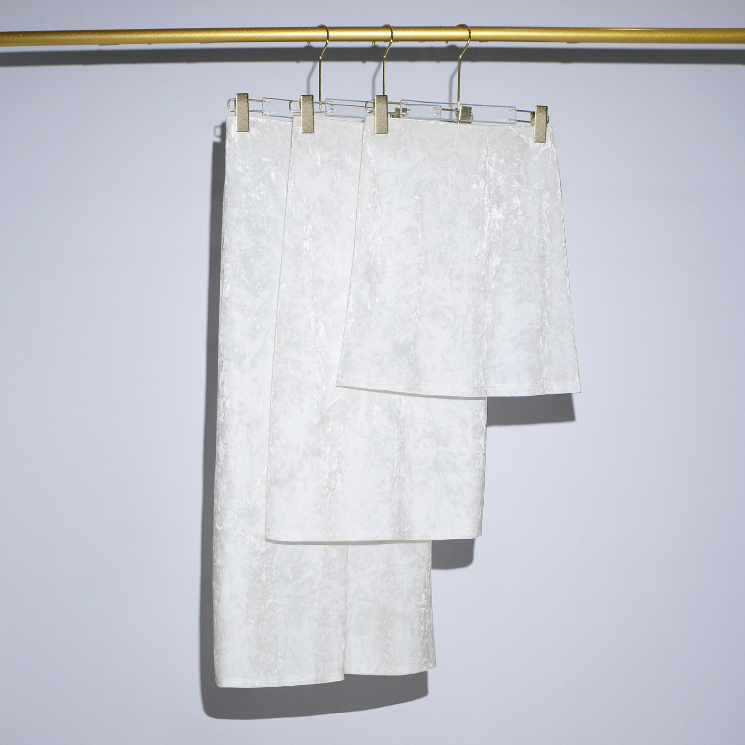 高端春夏新款乳白色钻石绒国风高级感高腰中长款A字直筒半身裙女