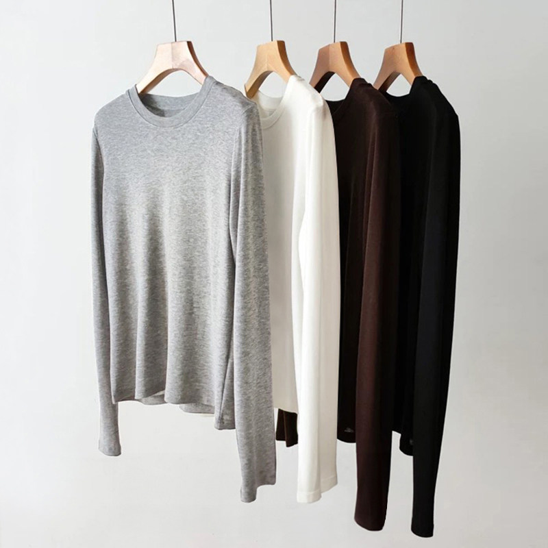 圆领天丝羊毛针织T恤女婴儿般触感长袖修身显瘦慵懒叠穿打底衫,女装/女士精品,T恤,淘宝优惠券,粉丝福利购,淘宝优惠卷