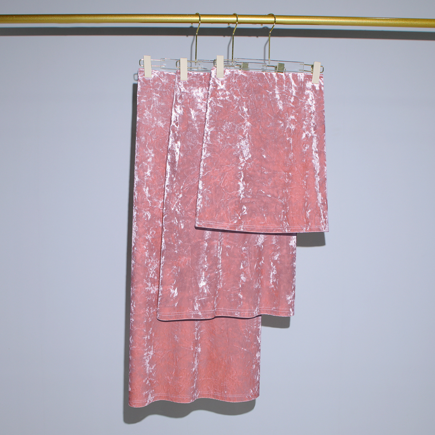 高端春夏新款樱花粉色钻石绒国风高级感高腰中长款A字直筒半身裙