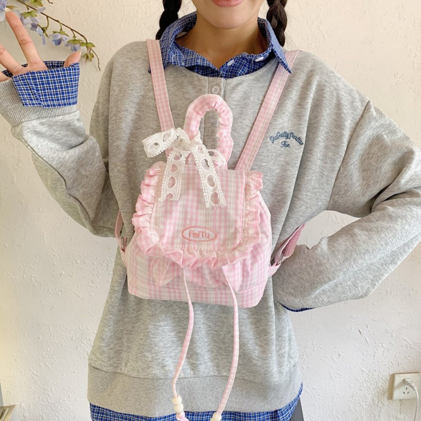 韩系ins新款撞色少女心蕾丝包