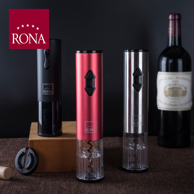 RONA电动开瓶器 红酒啓瓶器家用不锈钢全自动葡萄酒开酒器彩盒装