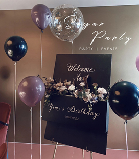 网红婚礼黑色迎宾牌插花生日kt板定制双面立体牌开业气氛装饰布置