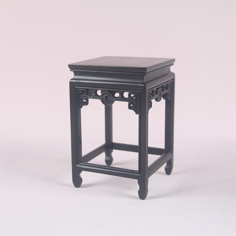 大红酸枝木雕正方微型小花架盆景花瓶玉石瓷器古玩茶壶摆件底座