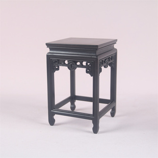 大红酸枝木雕正方微型小花架盆景花瓶玉石瓷器古玩茶壶摆件底座