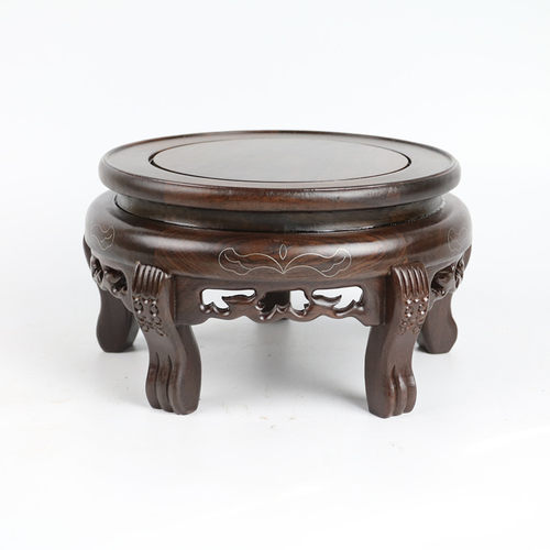 黑檀木圆形盆景底座鱼缸古董玉器