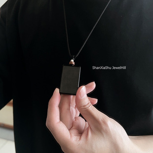 山下树 万事皆胜意无事即万福 天然黑曜石无事牌情侣项链男情人节