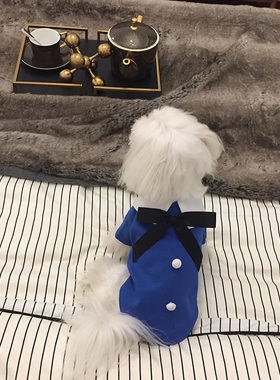 LLA 韩版蓝色校服蝴蝶结娃娃领泰迪比熊马尔济斯约克夏猫狗衣服