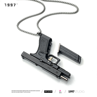 迷你格洛克手枪项链钛钢glock 3解压挂件 g17钥匙扣CSGO周边模型1