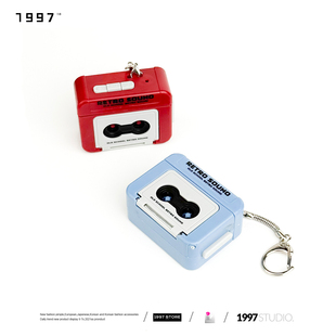 原创设计可录音复古录音机钥匙扣挂件迷你趣味音乐盒萌趣包包挂饰