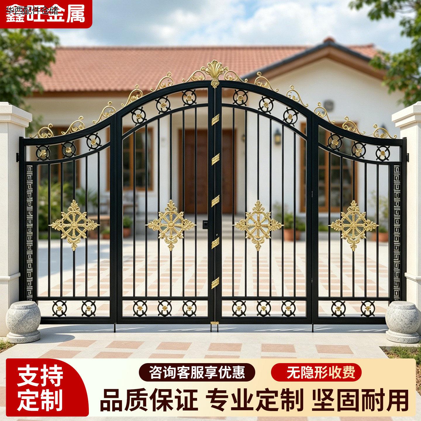 铁艺大门庭院对开门别墅