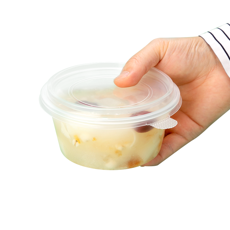 喇叭花圆形透明塑料碗带盖