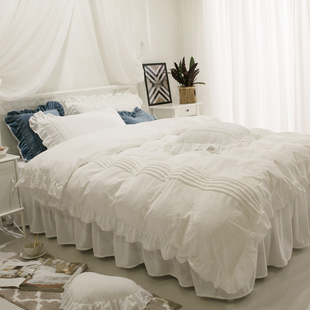 冬季公主风珊瑚绒网红少女心四件套加厚白色双面绒被套天鹅绒床裙