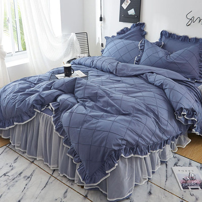 网红款全棉蕾丝边公主风四件套