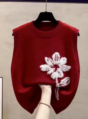 圆领针织马甲背心女2025春秋新款宽松外穿马夹叠穿外搭毛衣坎肩潮