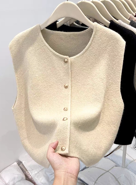 欧货时髦女2025春秋冬新款针织马甲背心叠穿外搭上衣毛衣坎肩开衫