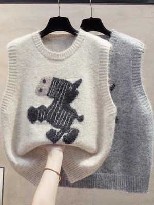 圆领针织马甲背心女2025春季新款宽松外穿马夹叠穿外搭毛衣坎肩潮