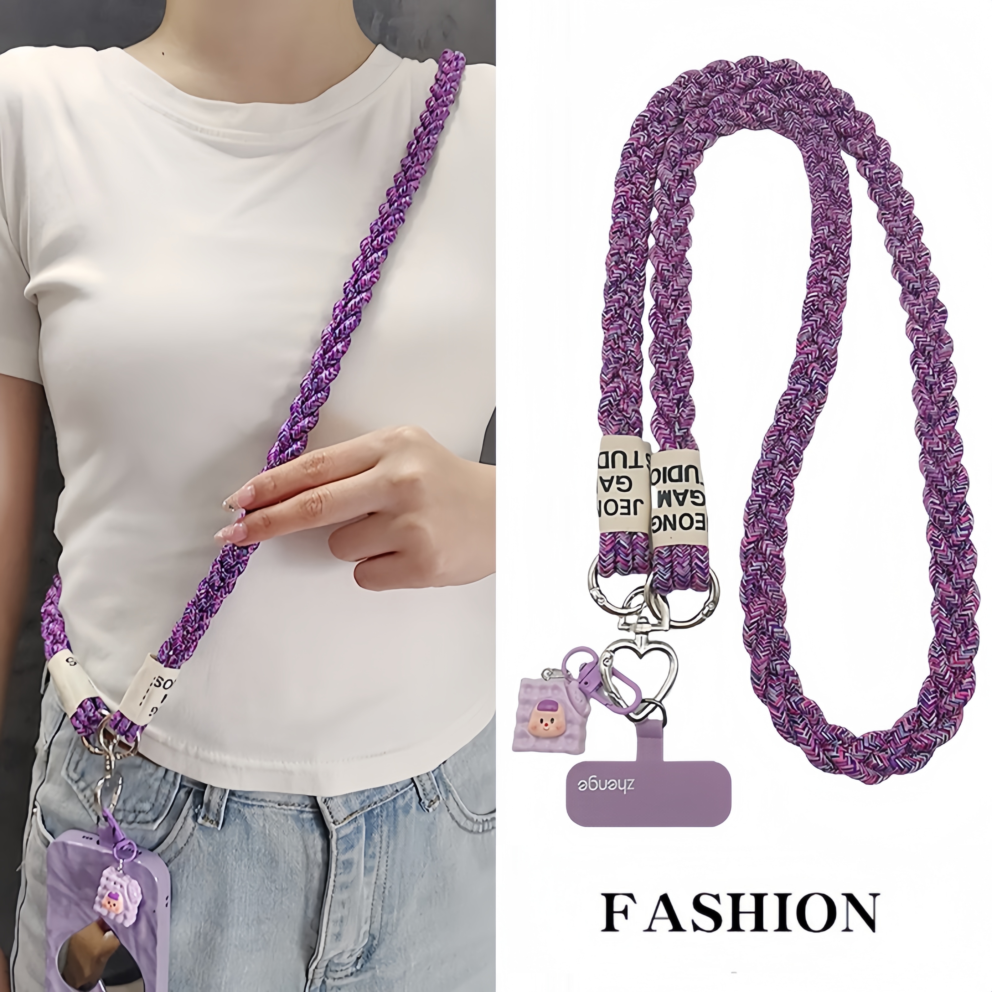 手机挂绳斜挎马尾辫编织绳ins户外手机背带女士长款出行旅游逛街