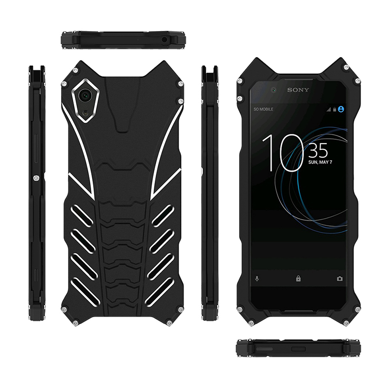 R-Just Batman Shockproof Aluminum Shell Metal Case with Custom Stent for Sony Xperia XA1