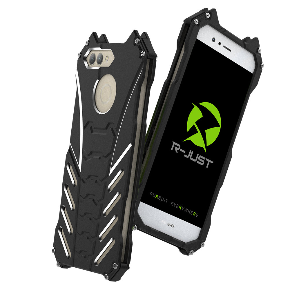 R-Just Batman Shockproof Aluminum Shell Metal Case with Custom Batarang Stent for Huawei nova 2 & Huawei nova 2 Plus