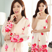 秋冬季 珊瑚绒睡衣女长袖 春秋法兰绒性感睡袍睡裙两件套浴袍家居服