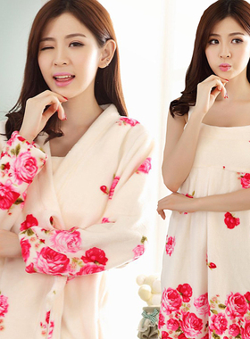 秋冬季珊瑚绒睡衣女长袖春秋法兰绒性感睡袍睡裙两件套浴袍家居服