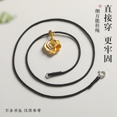 Черное золотое ожерелье из шнура, изумрудная подвеска из воскового агата, ремешок, цепочка до ключиц, серебро 925 пробы