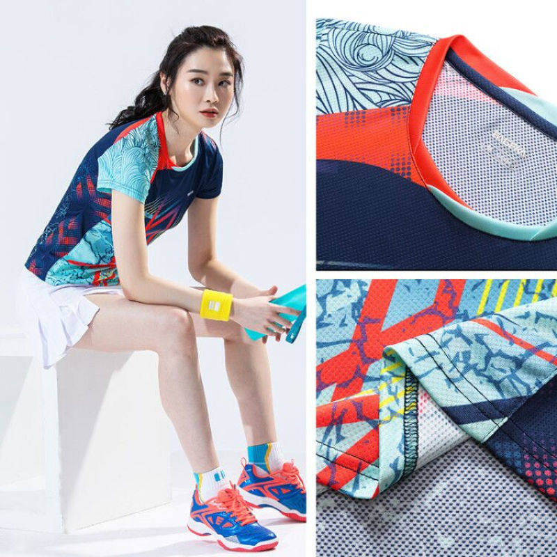 【送运费险】鹰尔凯羽毛球服女套装运动服短袖速干乒乓球服上衣男