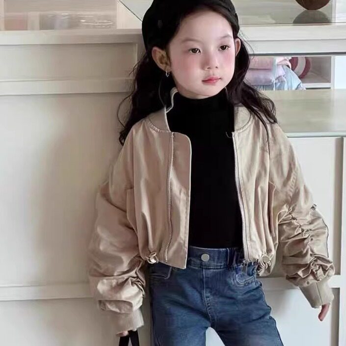 女童长袖t恤2025新款儿童装女宝宝小众修身长袖黑色