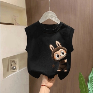 儿童纯棉无袖 童装 T恤短袖 男宝宝女宝宝短袖 上衣卡通 夏季 2026新款