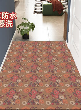 法式碎花皮革地垫可擦洗免洗PVC防水防油防滑脚垫入户门口进门垫