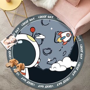 卡通圆形皮革地垫可擦洗免洗PVC防水防油防滑儿童学习椅转椅垫子