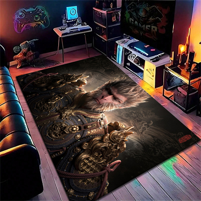 电竞房卧室黑悟空水晶绒地毯