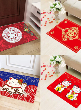 中国风地毯中式进户门地垫结婚红色年货过年福字垫门垫卫生间防滑