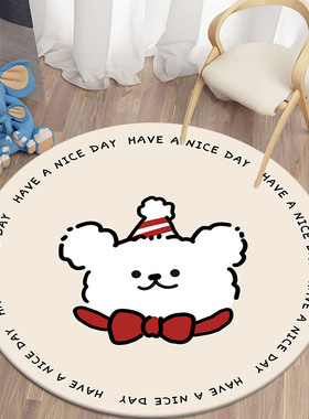 卡通水果圆形皮革地垫可擦洗免洗PVC防水防滑儿童学习椅转椅地垫