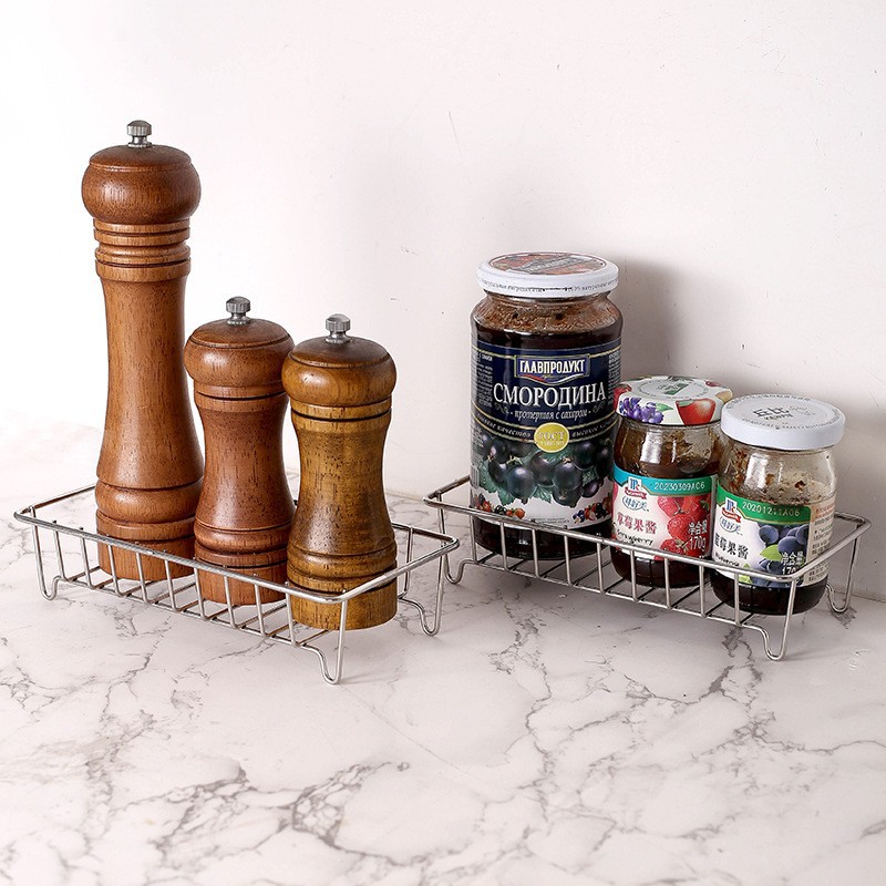 狗尾草极简INS风不锈钢款免打孔卫生间浴室置物架厨房收纳篮