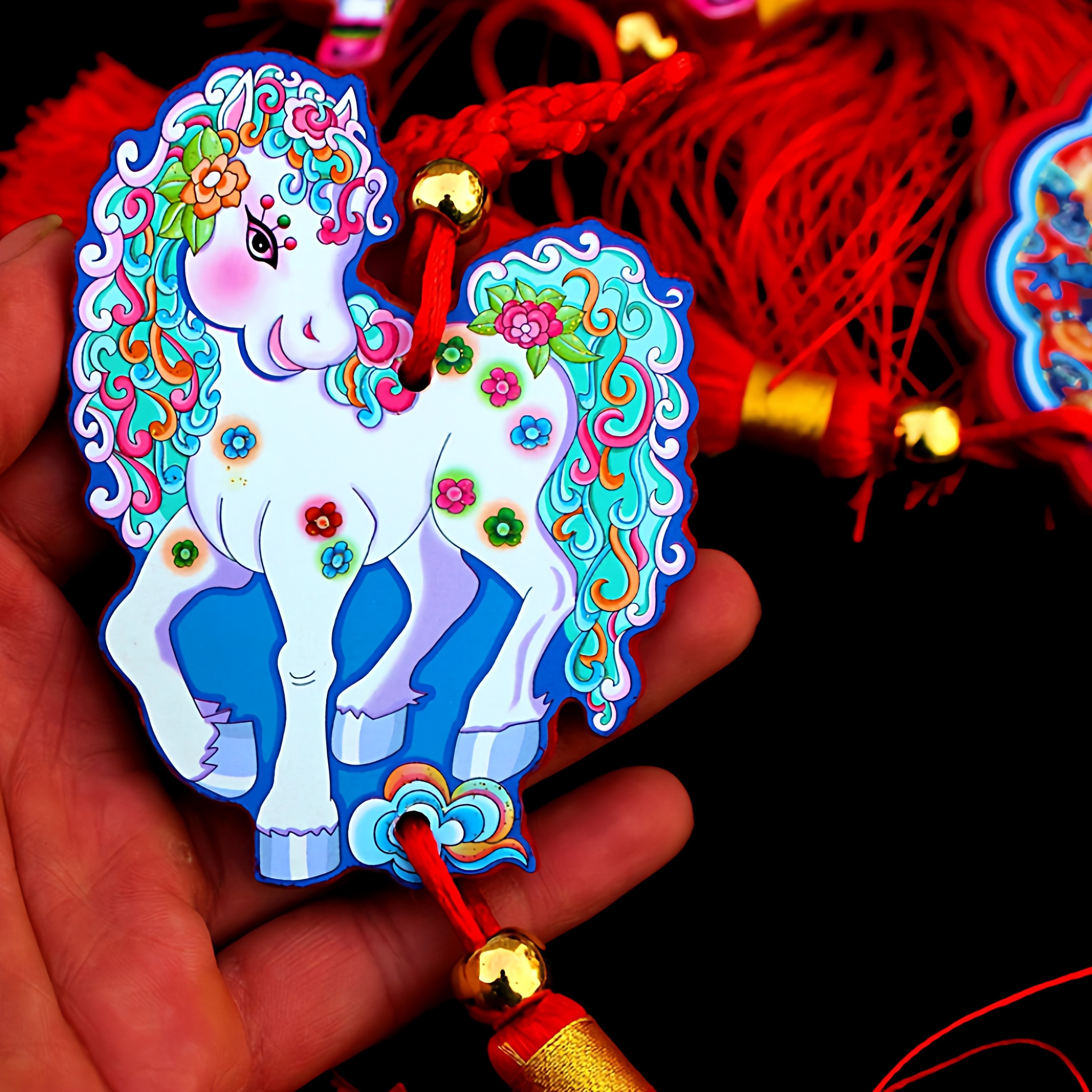 马年生肖小号木质挂件新年元旦单位礼品车内小挂饰中国结平安福字