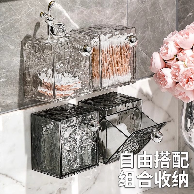 粉扑化妆刷卸妆棉签壁挂式收纳盒卫生间浴室梳妆台桌面整理盒防尘,彩妆/香水/美妆工具,美妆蛋/扑/海绵,淘宝优惠券,粉丝福利购,淘宝优惠卷