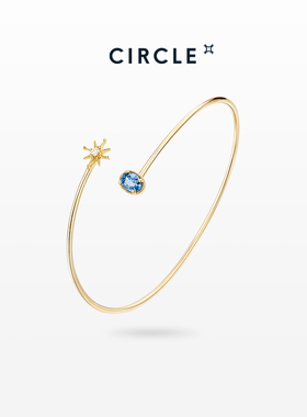 CIRCLE珠宝星月夜系列天然海蓝宝9K金真钻彩宝手链星空宝石手镯女