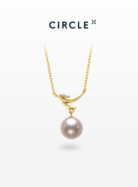 CIRCLE珠宝朱雀系列18K金akoya海水珍珠吊坠钻石羽翼项链女礼物