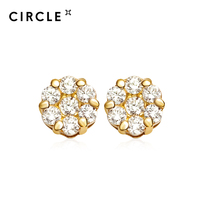 New circle Japanese jewelry star same 18K Gold Group set with diamond earrings female light luxury Earrings