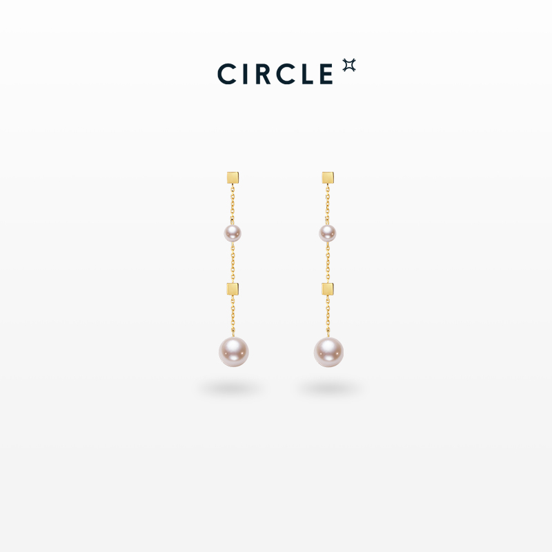 CIRCLE珠宝akoya天然珍珠耳线18k
